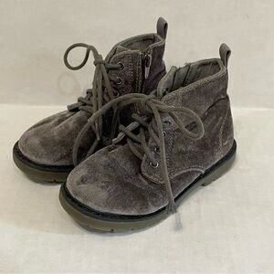 Zara Baby Girls Dream Big Shoes Booties Velvet Grey Toddler Size US 7/ EU 23